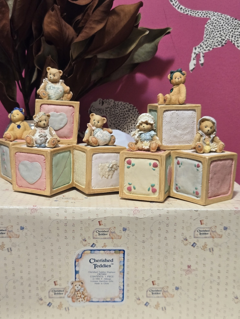 Vintage Cherished Teddies Decorative Blocks Display & 8 Little Bears Girls Set